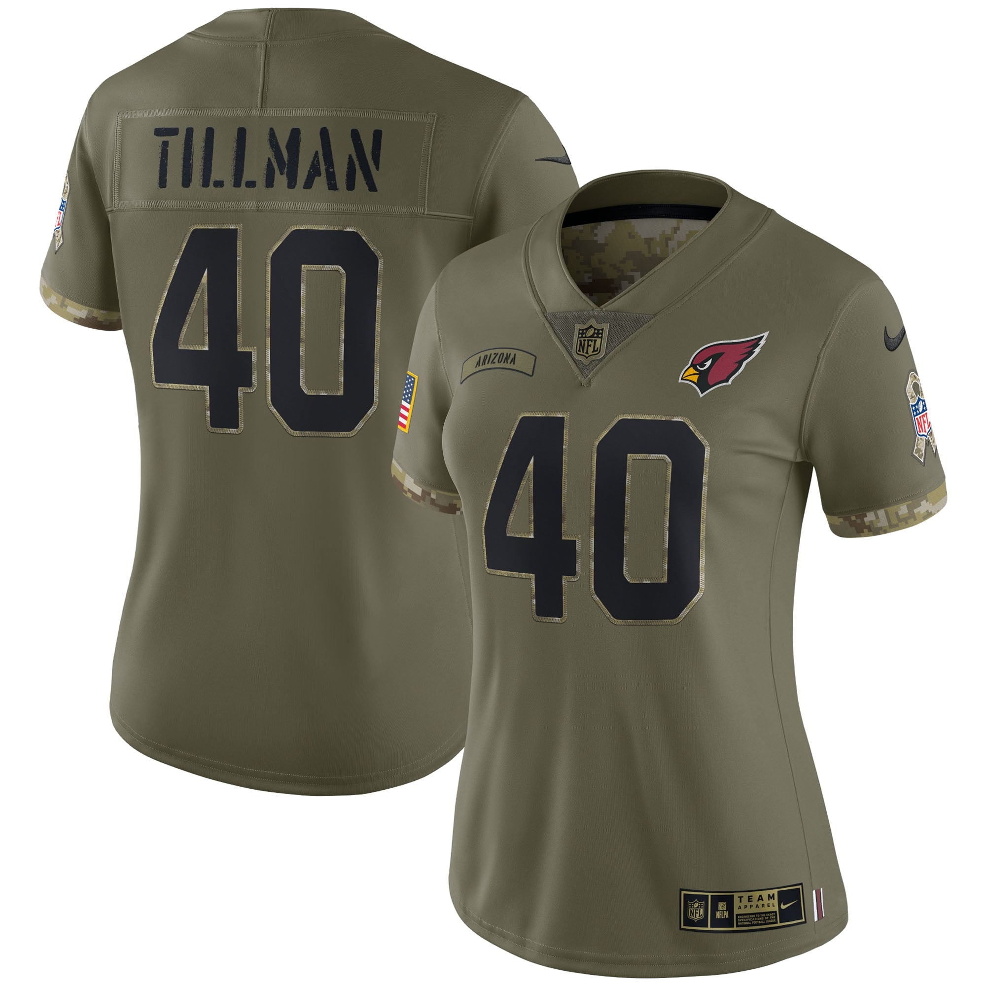 Nike Arizona Cardinals No40 Pat Tillman Anthracite Salute to Service Women's Stitched NFL Limited Therma Long Sleeve Jersey